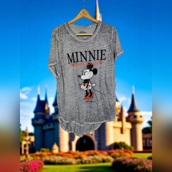 Disney Minnie Mouse Heather Gray Women's Tee - Picture 1 of 4